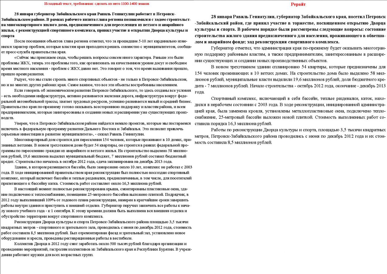 Серия рерайта новостных статей
