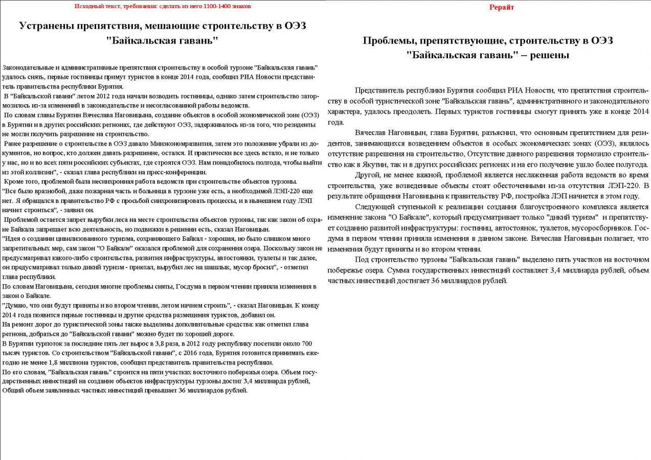 Серия рерайта новостных статей