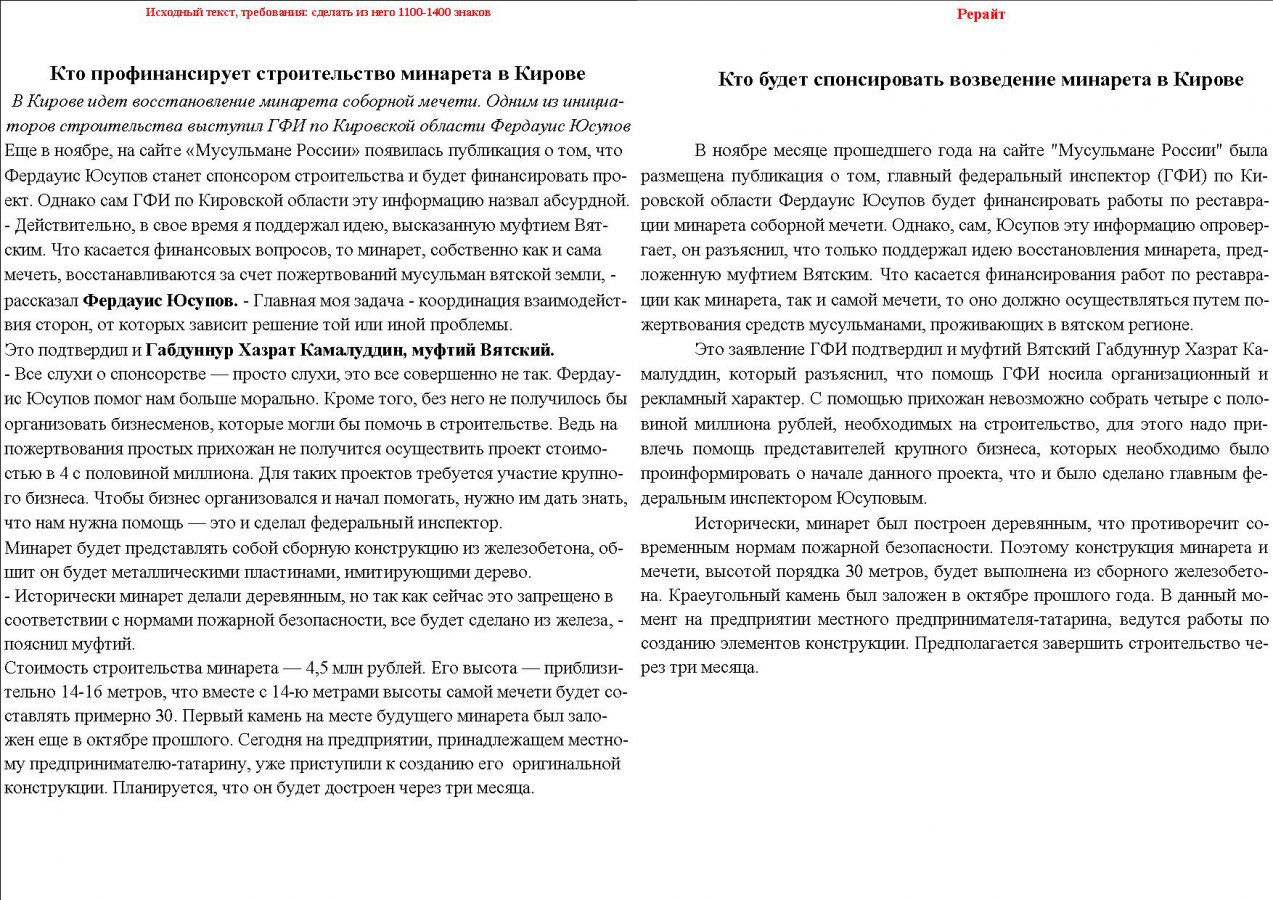 Серия рерайта новостных статей