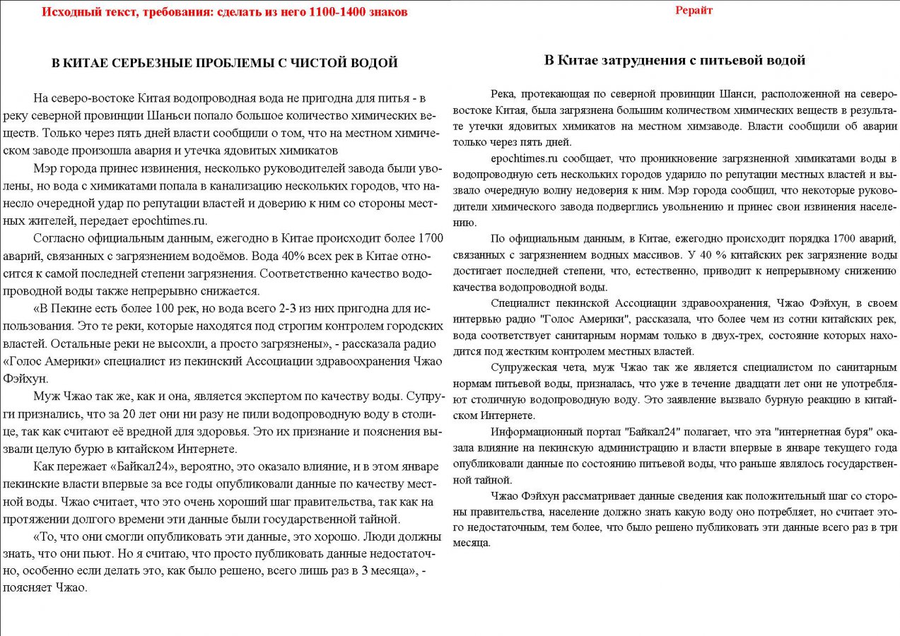 Серия рерайта новостных статей