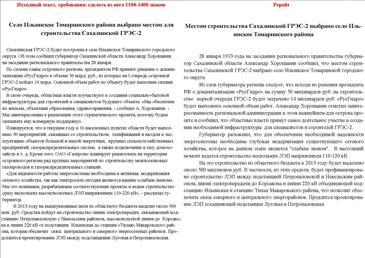 Серия рерайта новостных статей
