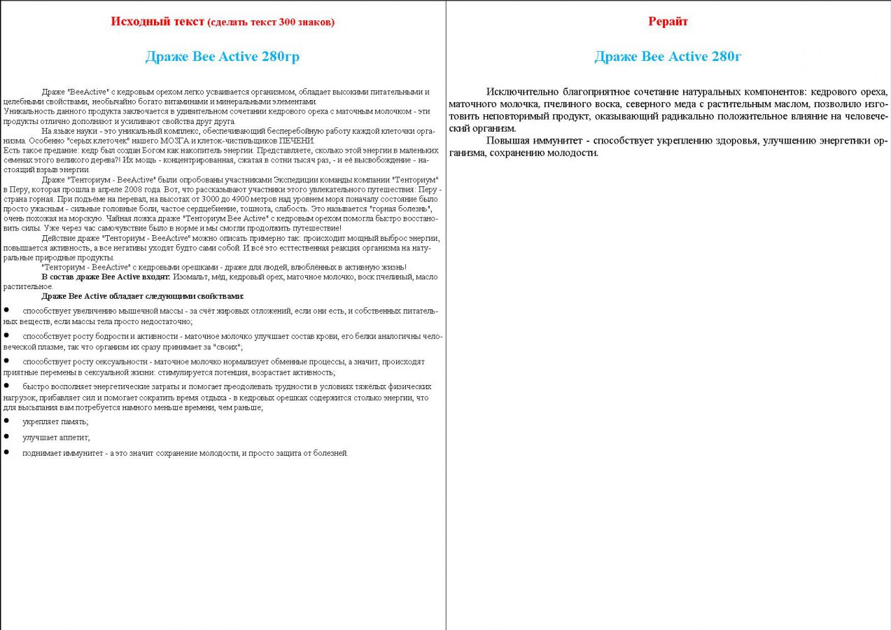 Серия рерайта статей о продукция компании 