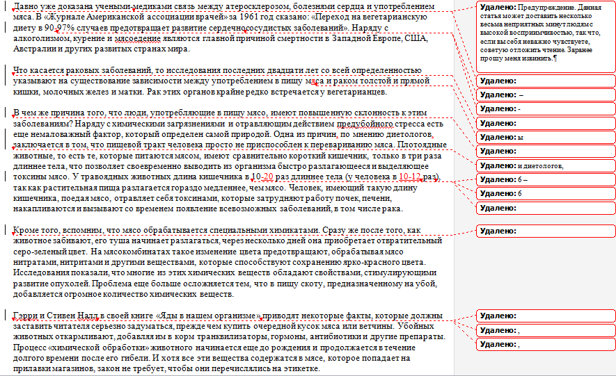Корректура статьи о мясоедении