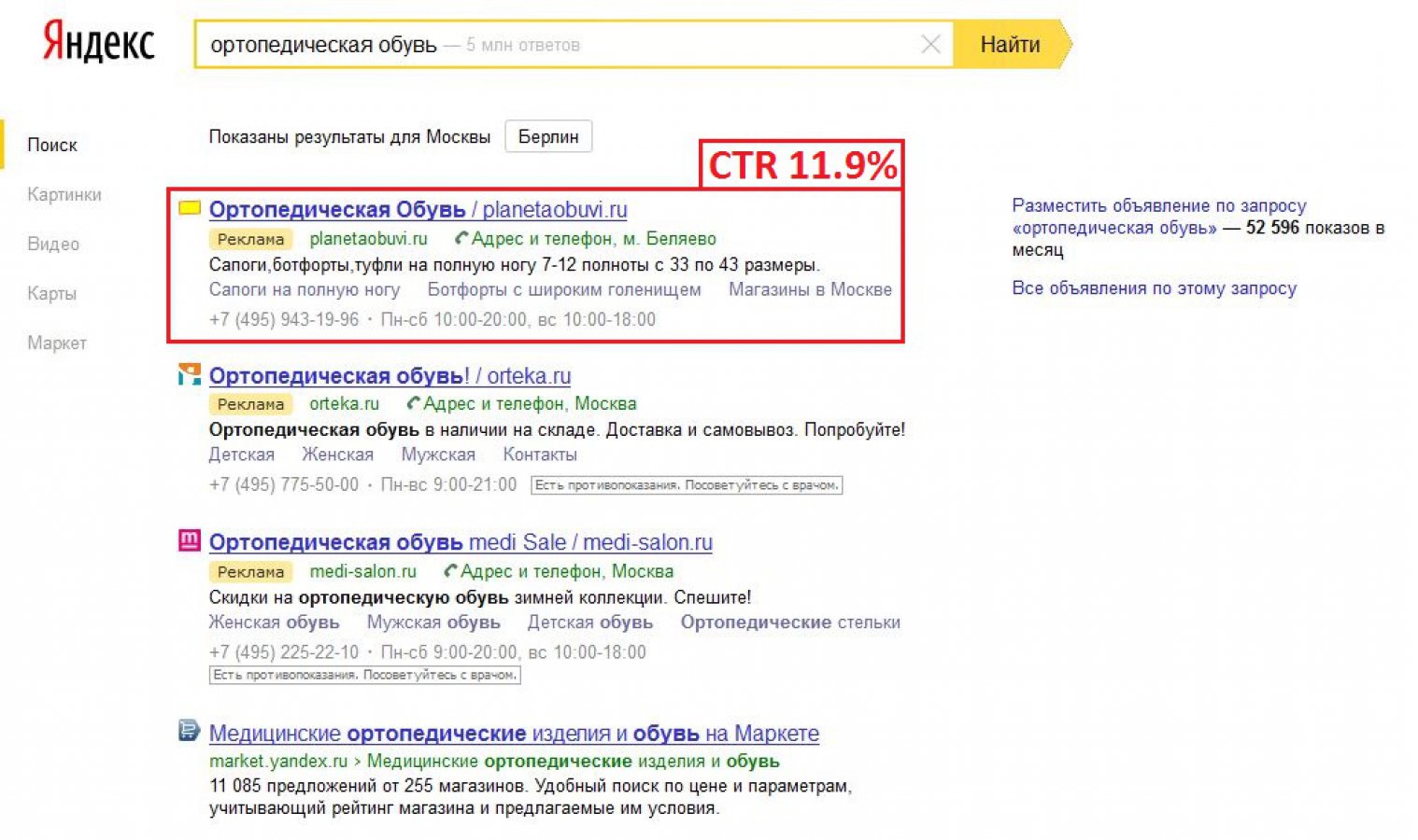 CTR бюджетных объявлений до 11.9 %